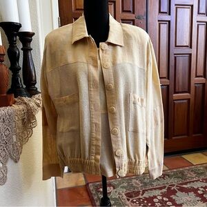Vintage MZM Sport 100% Linen 2 Pc Jacket With Top S 1990s Granny Core